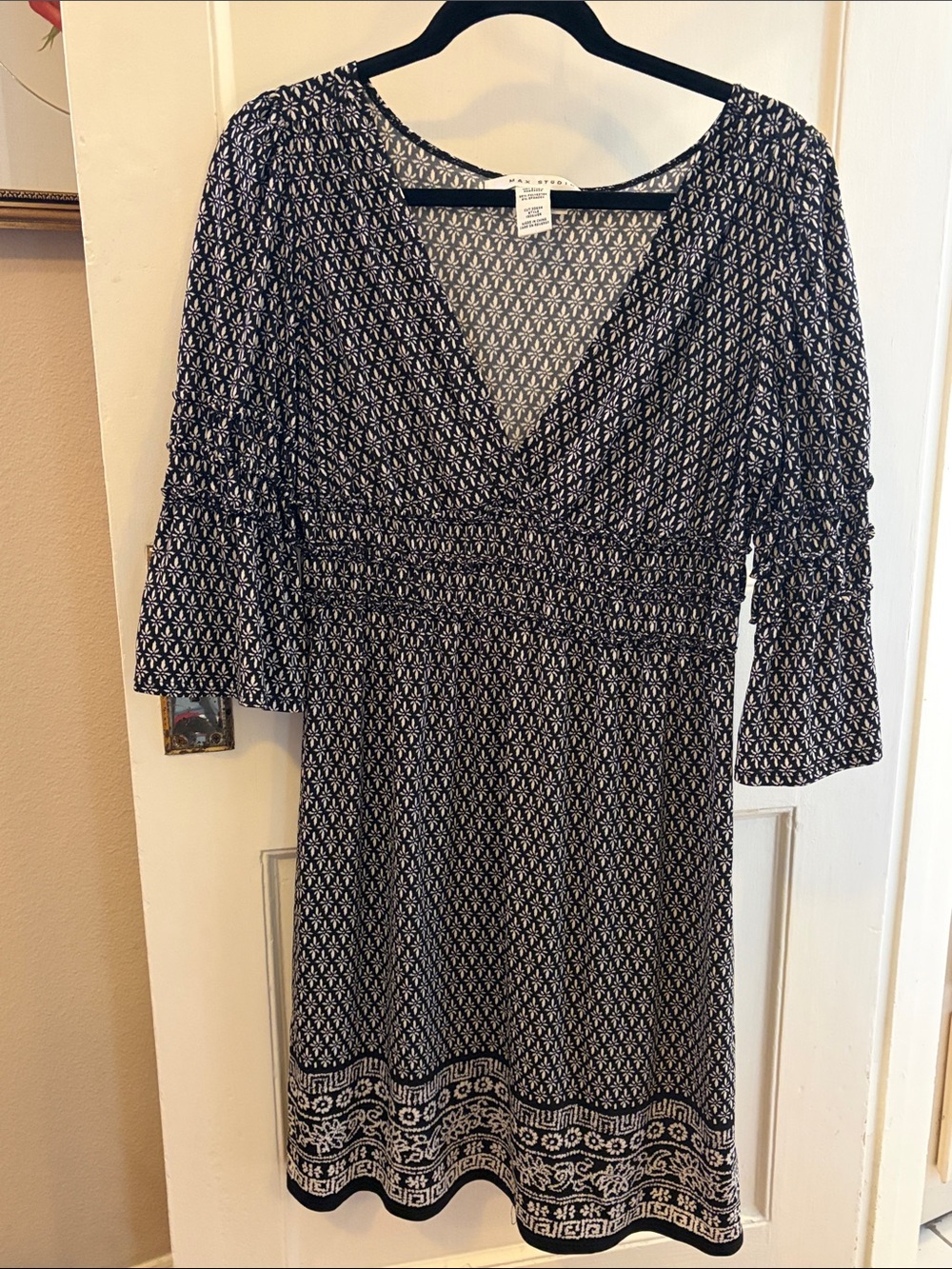 Max Studio Black and White Floral Print Dress